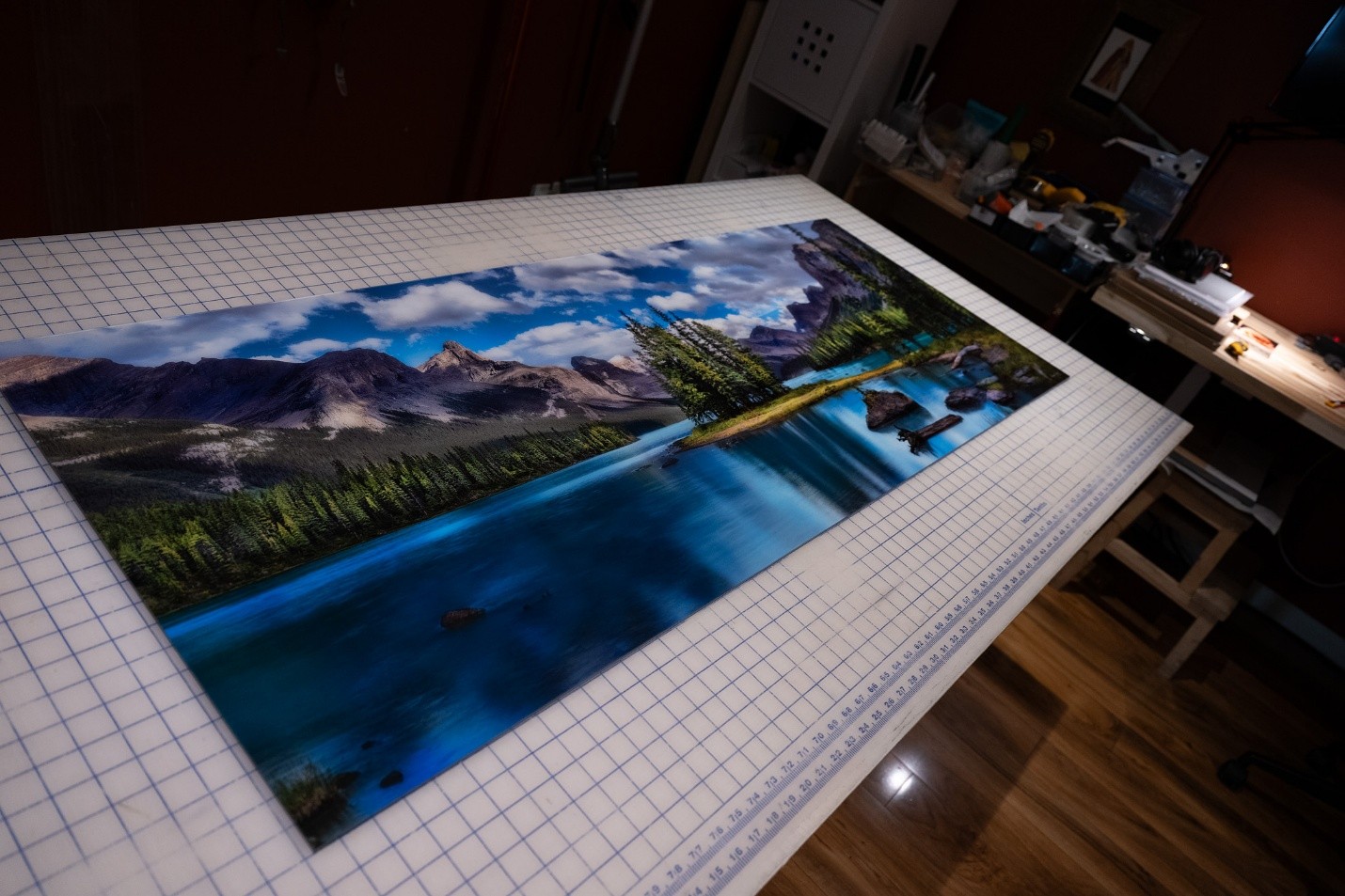 Home Print Shop Desk with Cutting Mat Surface