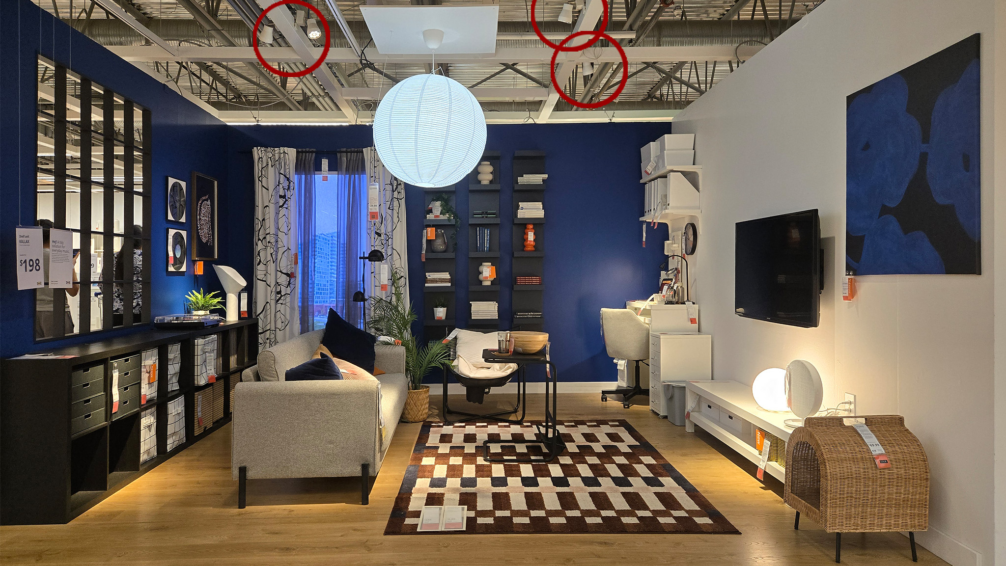 Second IKEA display highlighting hidden or ceiling-mounted accent lights rather than consumer fixtures